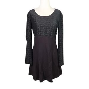 Vintage 90s Byer Too! black lace combo fit and flare mini dress 7